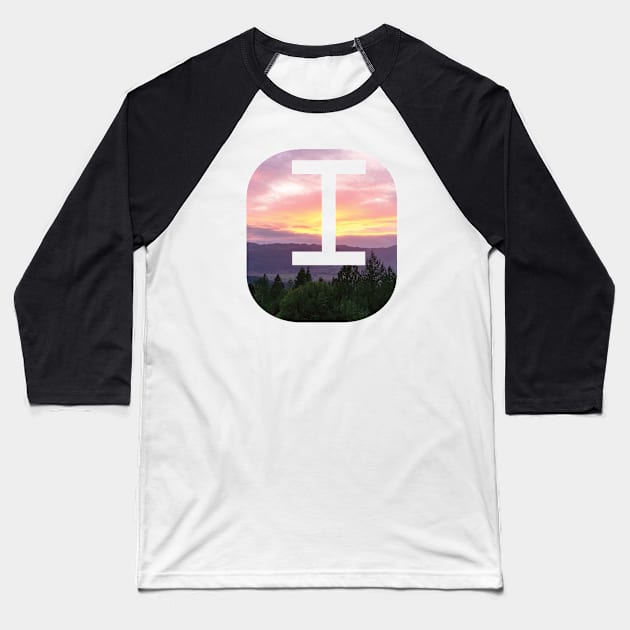 Initial I Sunset Photograph Baseball T-Shirt by DPattonPD